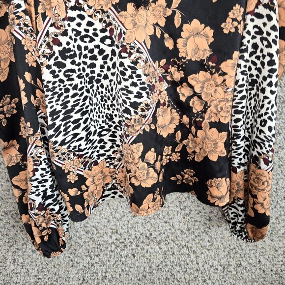 Guess Top Womens Small Black Floral Print Blouse Cold Shoulder Lace Trim Ladies‎ - Picture 5 of 8